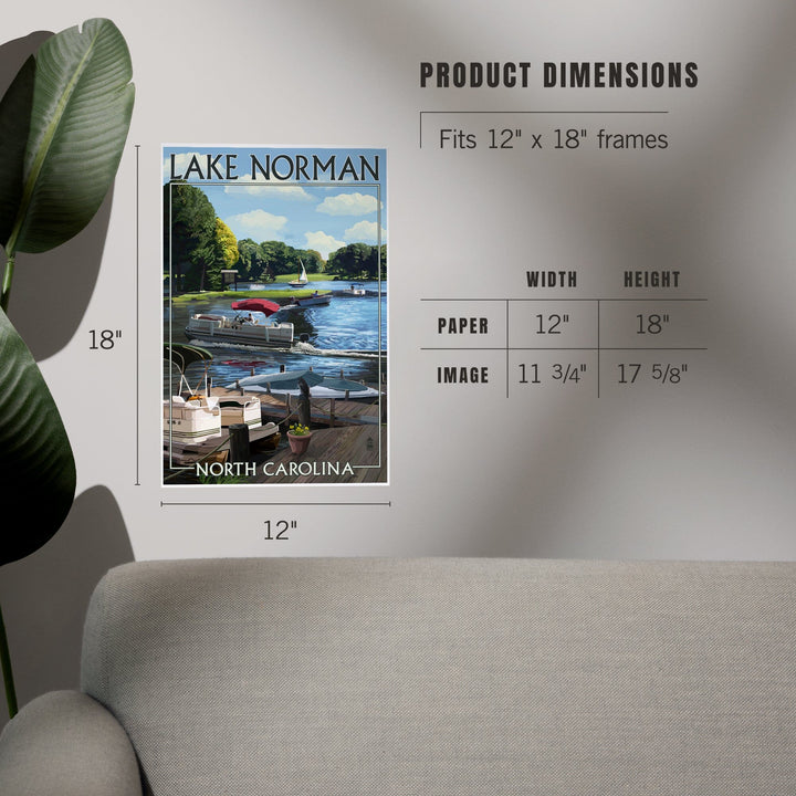 Lake Norman, North Carolina, Pontoon Boats, Art & Giclee Prints - Lantern Press