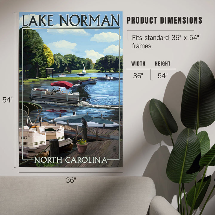 Lake Norman, North Carolina, Pontoon Boats, Art & Giclee Prints - Lantern Press