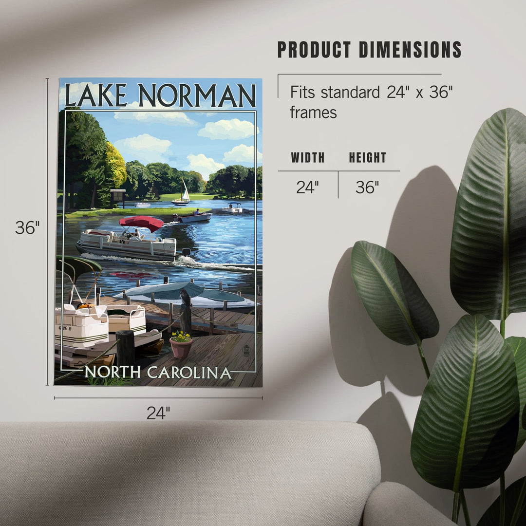 Lake Norman, North Carolina, Pontoon Boats, Art & Giclee Prints - Lantern Press