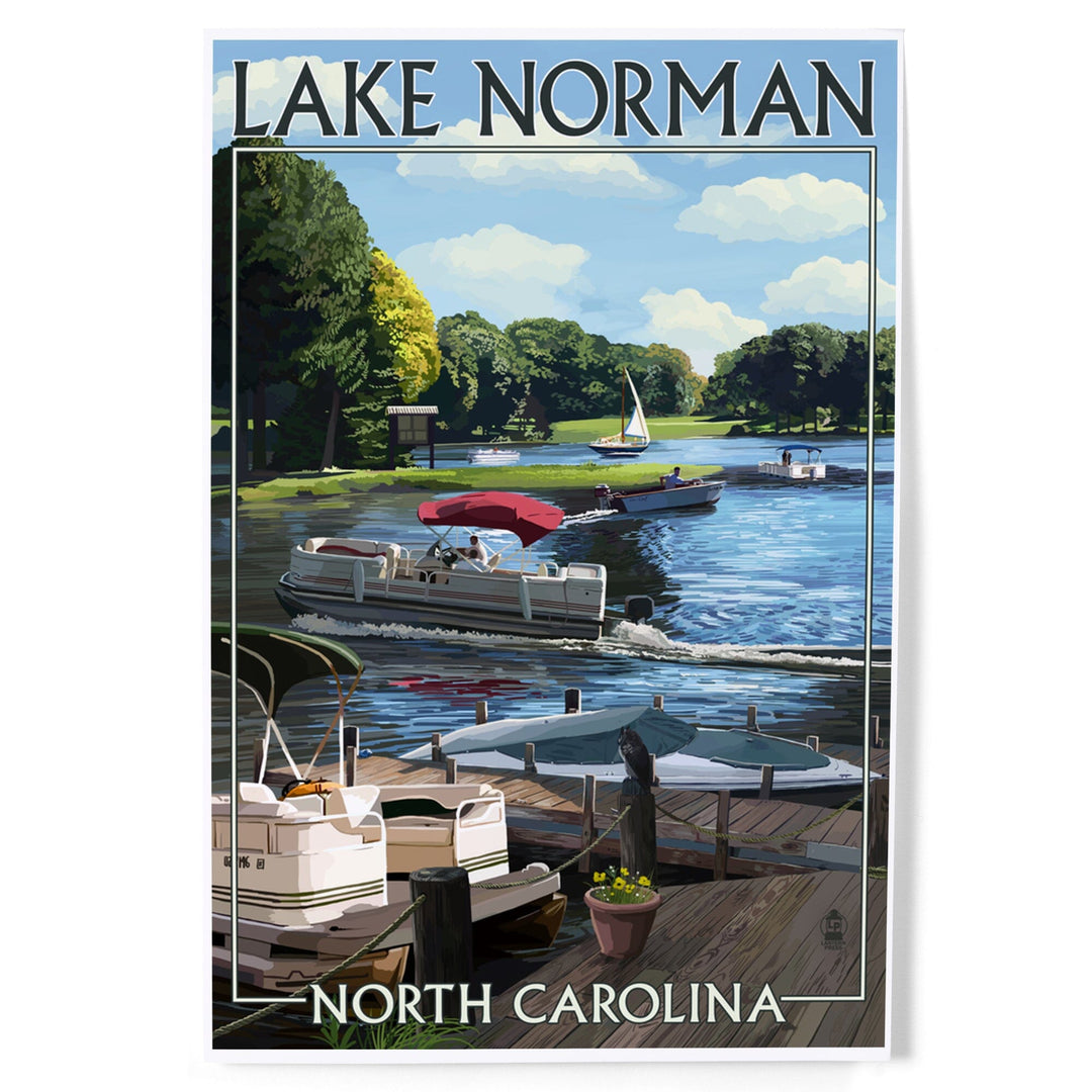 Lake Norman, North Carolina, Pontoon Boats, Art & Giclee Prints - Lantern Press