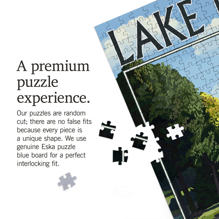 Lake Norman, North Carolina, Pontoon Boats, Jigsaw Puzzle Puzzle Lantern Press 