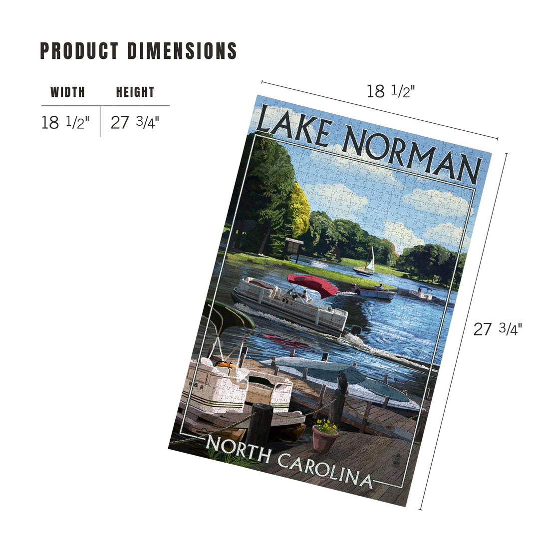 Lake Norman, North Carolina, Pontoon Boats, Jigsaw Puzzle Puzzle Lantern Press 