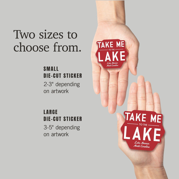 Lake Norman, North Carolina, Take Me to the Lake, Simply Said (Red), Contour, Vinyl Sticker - Lantern Press