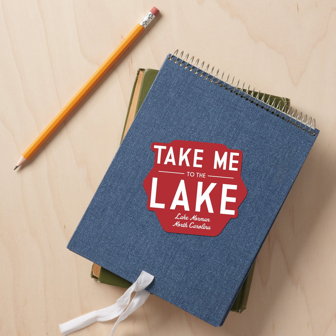 Lake Norman, North Carolina, Take Me to the Lake, Simply Said (Red), Contour, Vinyl Sticker - Lantern Press