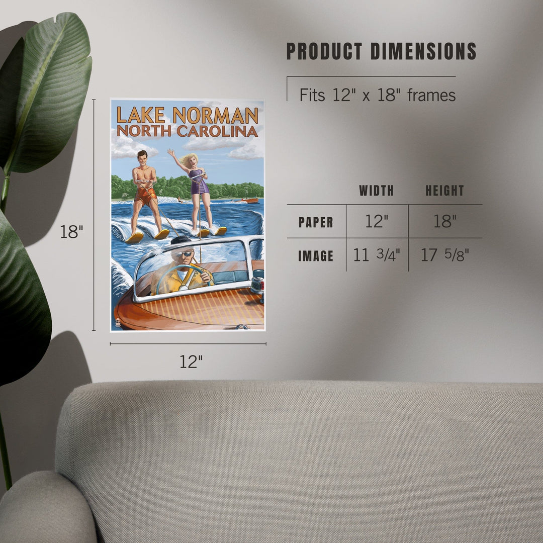 Lake Norman, North Carolina, Water Skiing, Art & Giclee Prints - Lantern Press