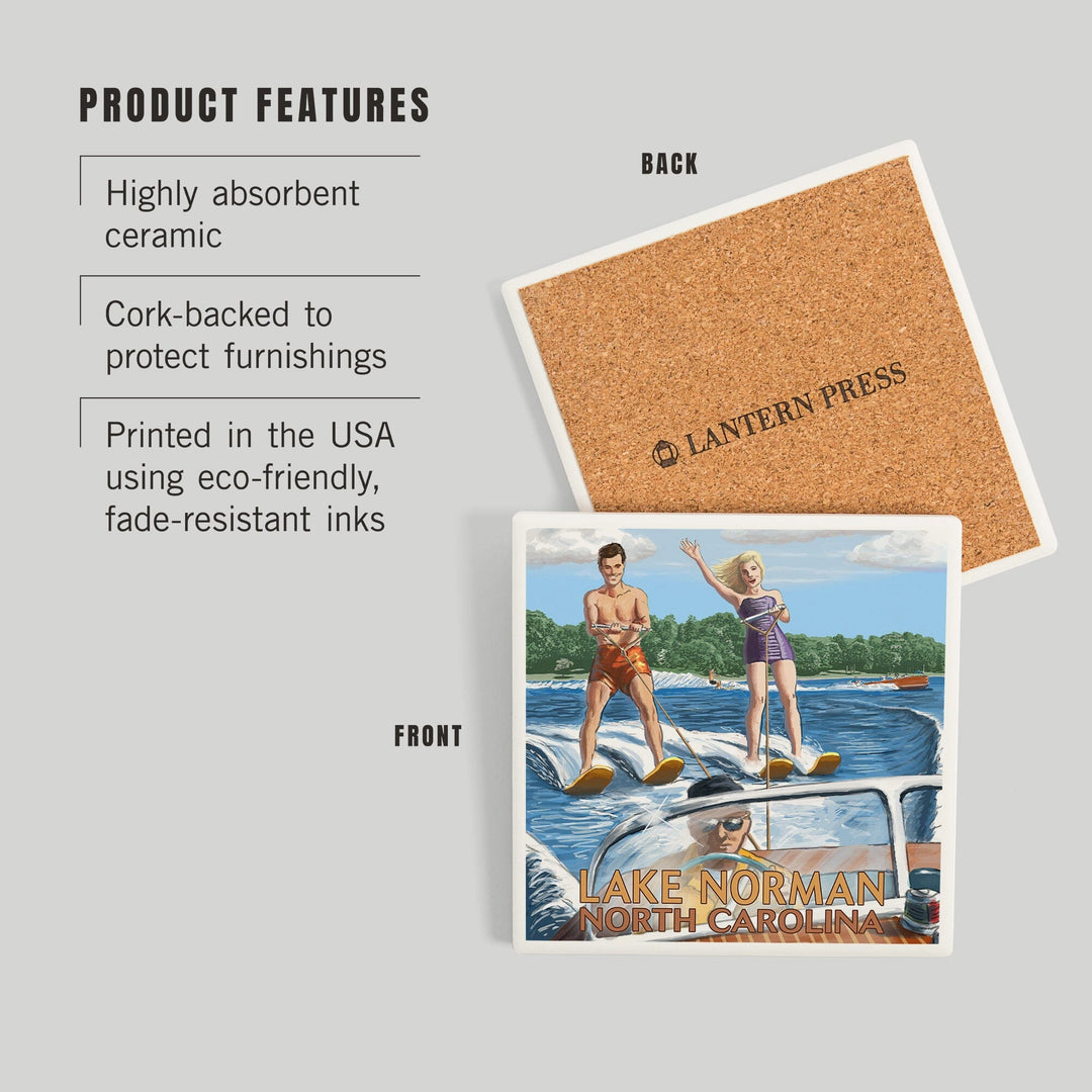 Lake Norman, North Carolina, Water Skiing, Coasters Coasters Lantern Press 