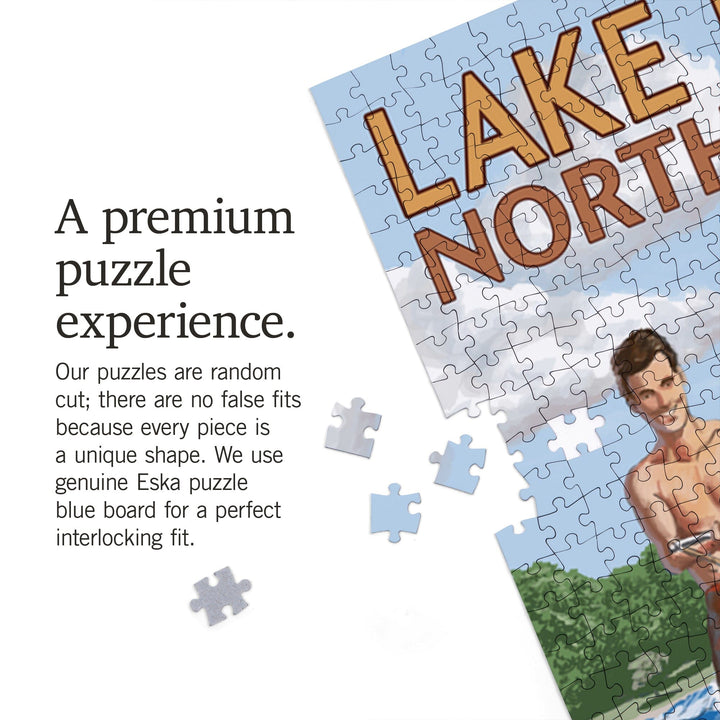 Lake Norman, North Carolina, Water Skiing, Jigsaw Puzzle Puzzle Lantern Press 