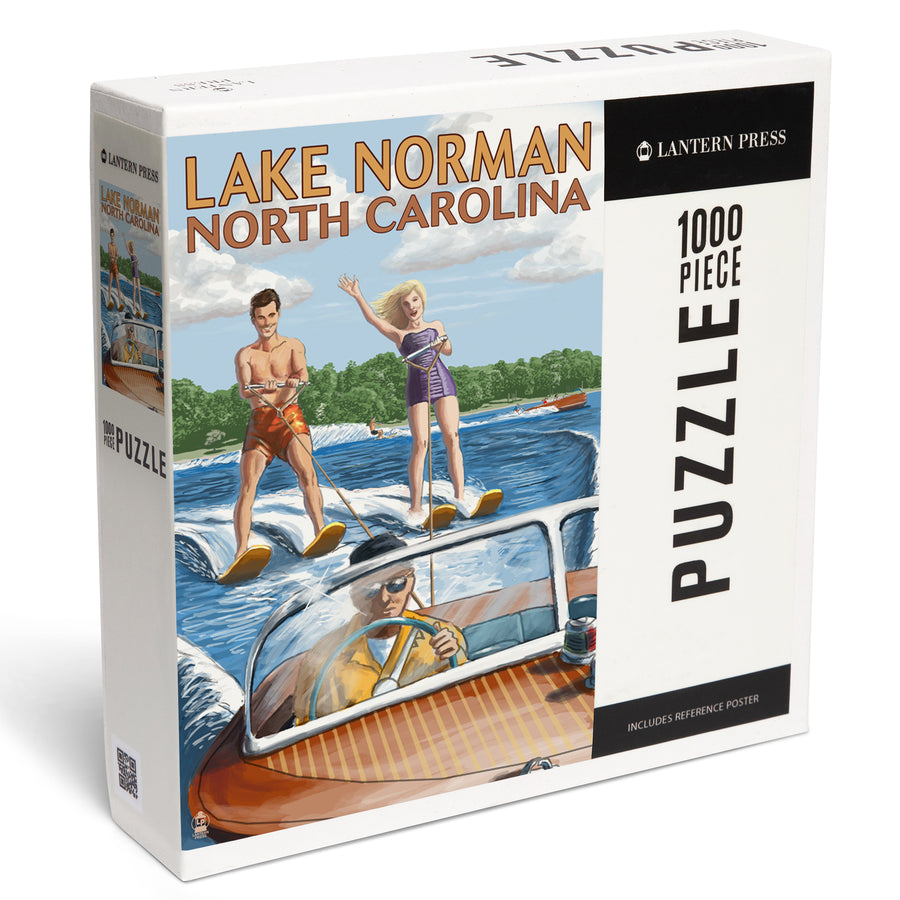 Lake Norman, North Carolina, Water Skiing, Jigsaw Puzzle Puzzle Lantern Press 