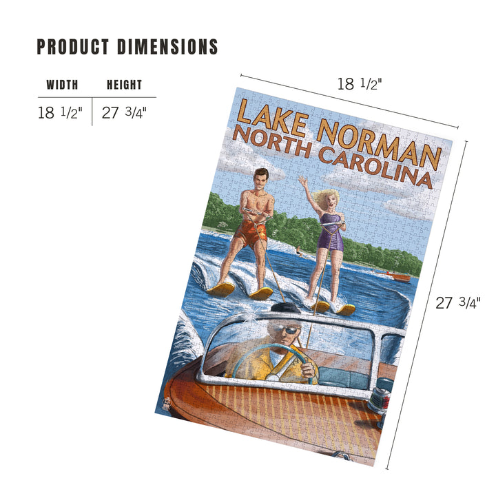 Lake Norman, North Carolina, Water Skiing, Jigsaw Puzzle Puzzle Lantern Press 