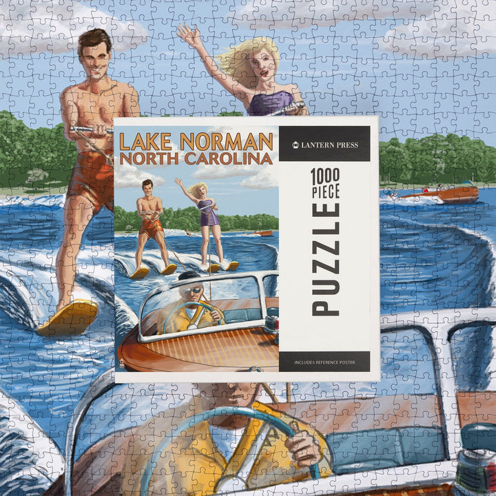 Lake Norman, North Carolina, Water Skiing, Jigsaw Puzzle Puzzle Lantern Press 