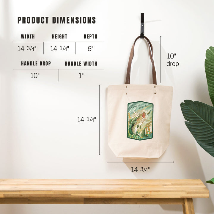 Lake of the Woods, Minnesota, Fish All Day, Bass, Contour, Deluxe Tote Totes Lantern Press 