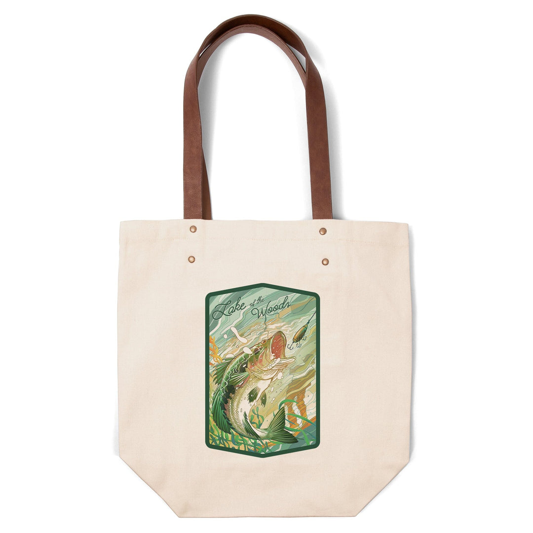 Lake of the Woods, Minnesota, Fish All Day, Bass, Contour, Deluxe Tote Totes Lantern Press 
