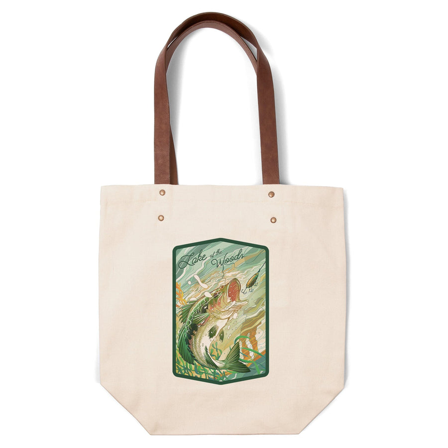 Lake of the Woods, Minnesota, Fish All Day, Bass, Contour, Deluxe Tote Totes Lantern Press 