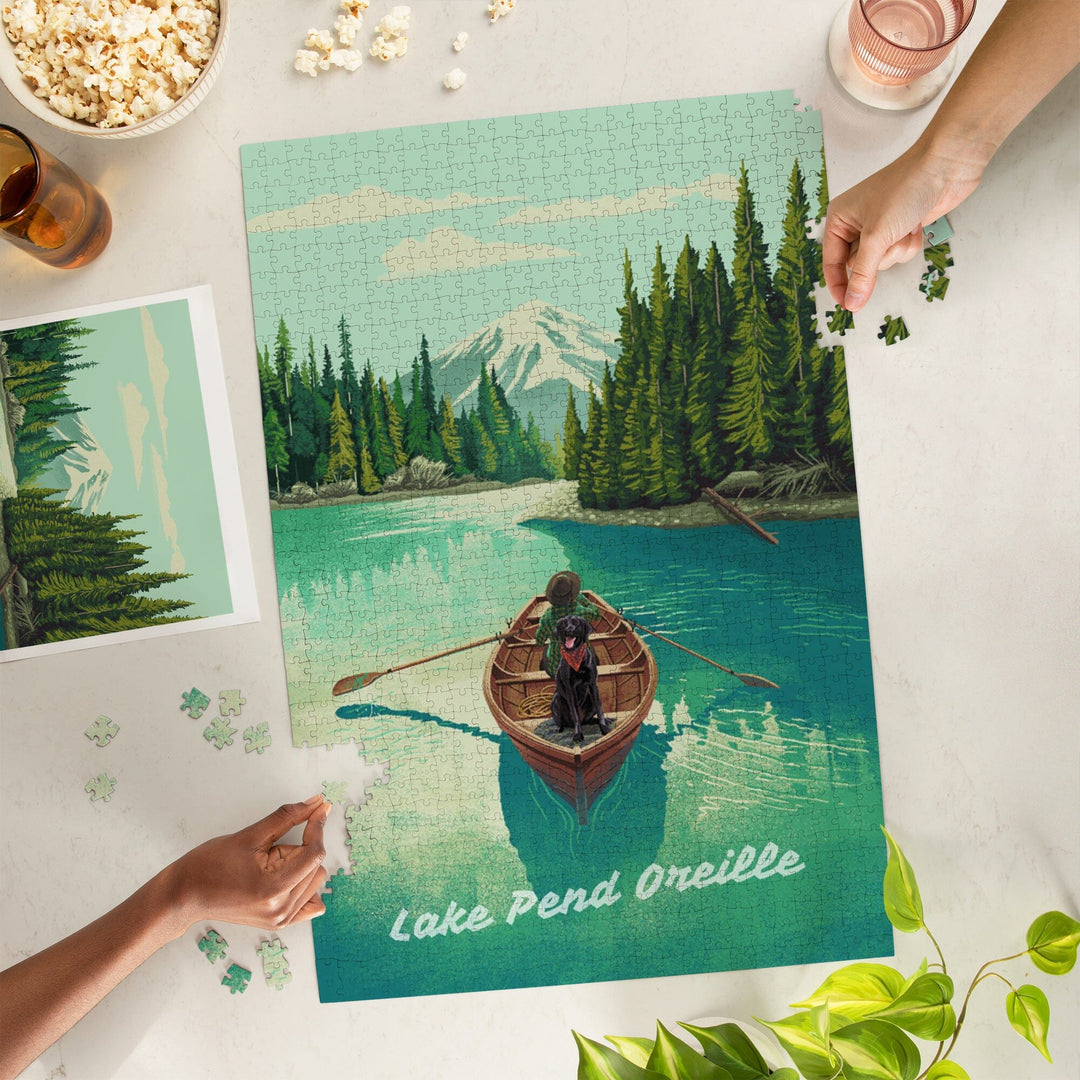 Lake Pend Oreille, Idaho, Get Outside Series, Quiet Explorer, Boating, Mountain, Jigsaw Puzzle Puzzle Lantern Press 