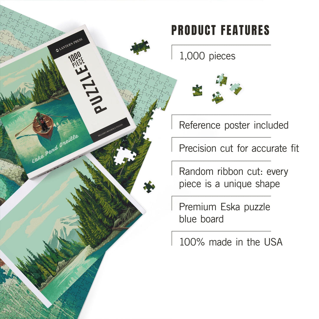 Lake Pend Oreille, Idaho, Get Outside Series, Quiet Explorer, Boating, Mountain, Jigsaw Puzzle Puzzle Lantern Press 