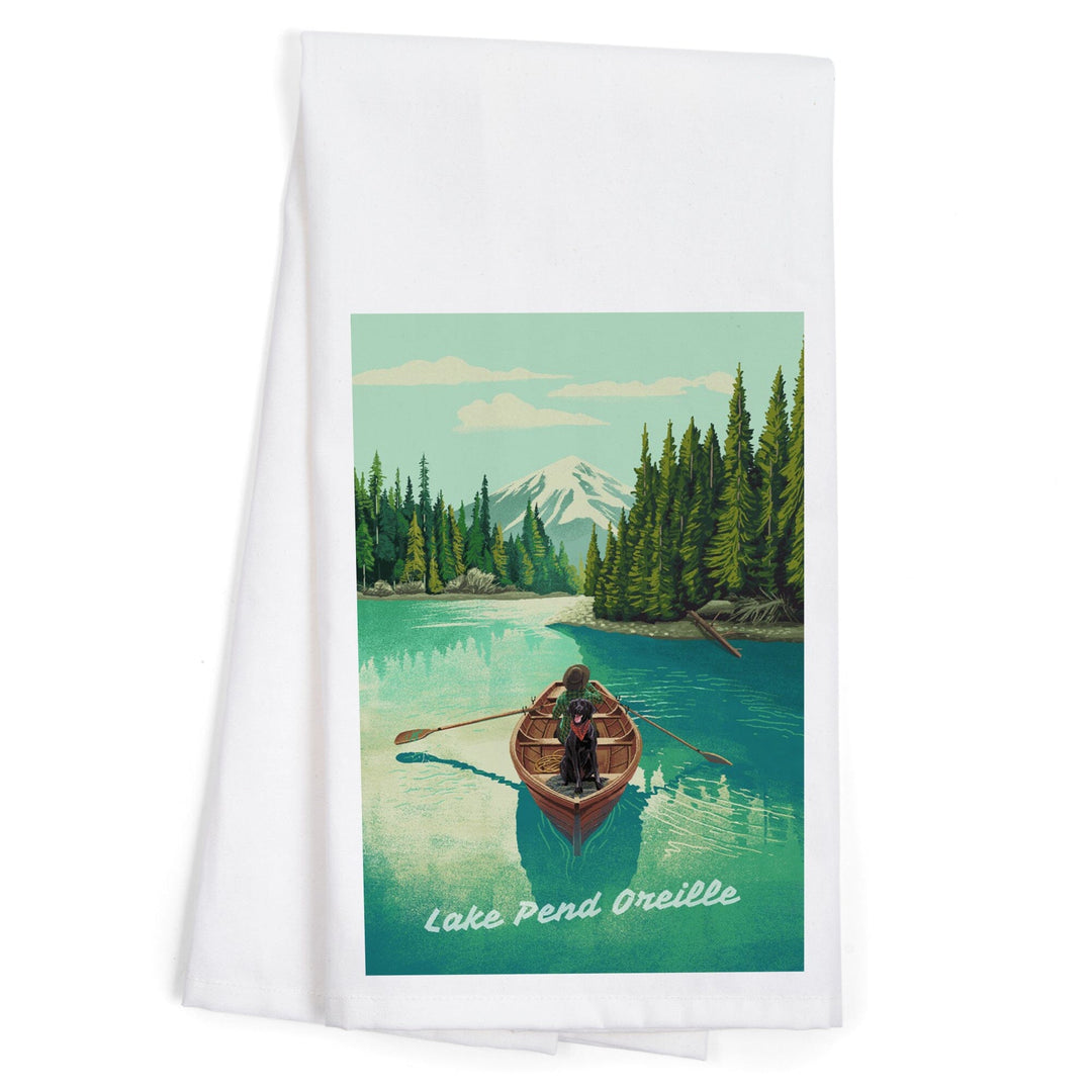 Lake Pend Oreille, Idaho, Get Outside Series, Quiet Explorer, Boating, Mountain, Organic Cotton Kitchen Tea Towels Kitchen Lantern Press 