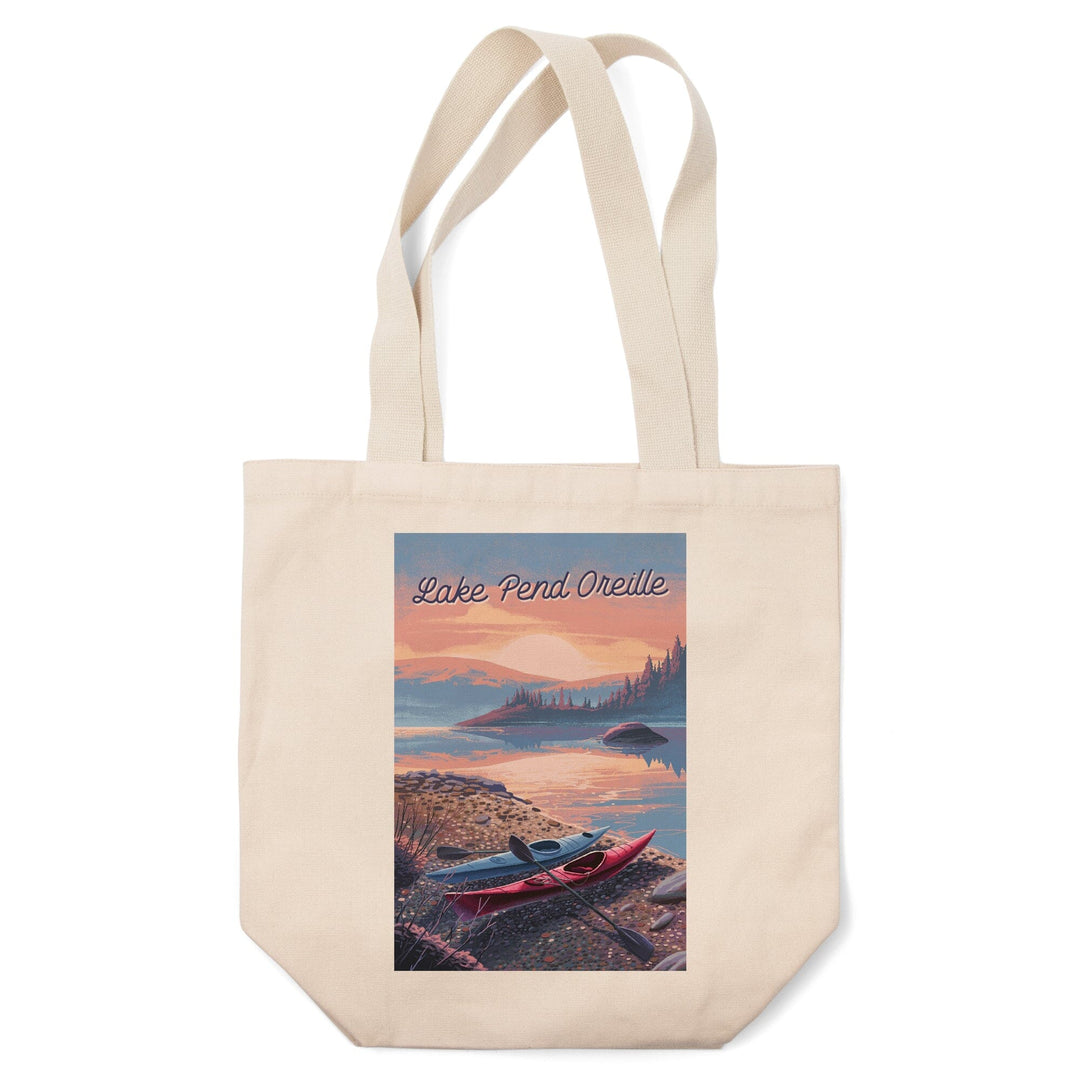 Lake Pend Oreille, Idaho, Glassy Sunrise, Kayak, Tote Bag Totes Lantern Press 