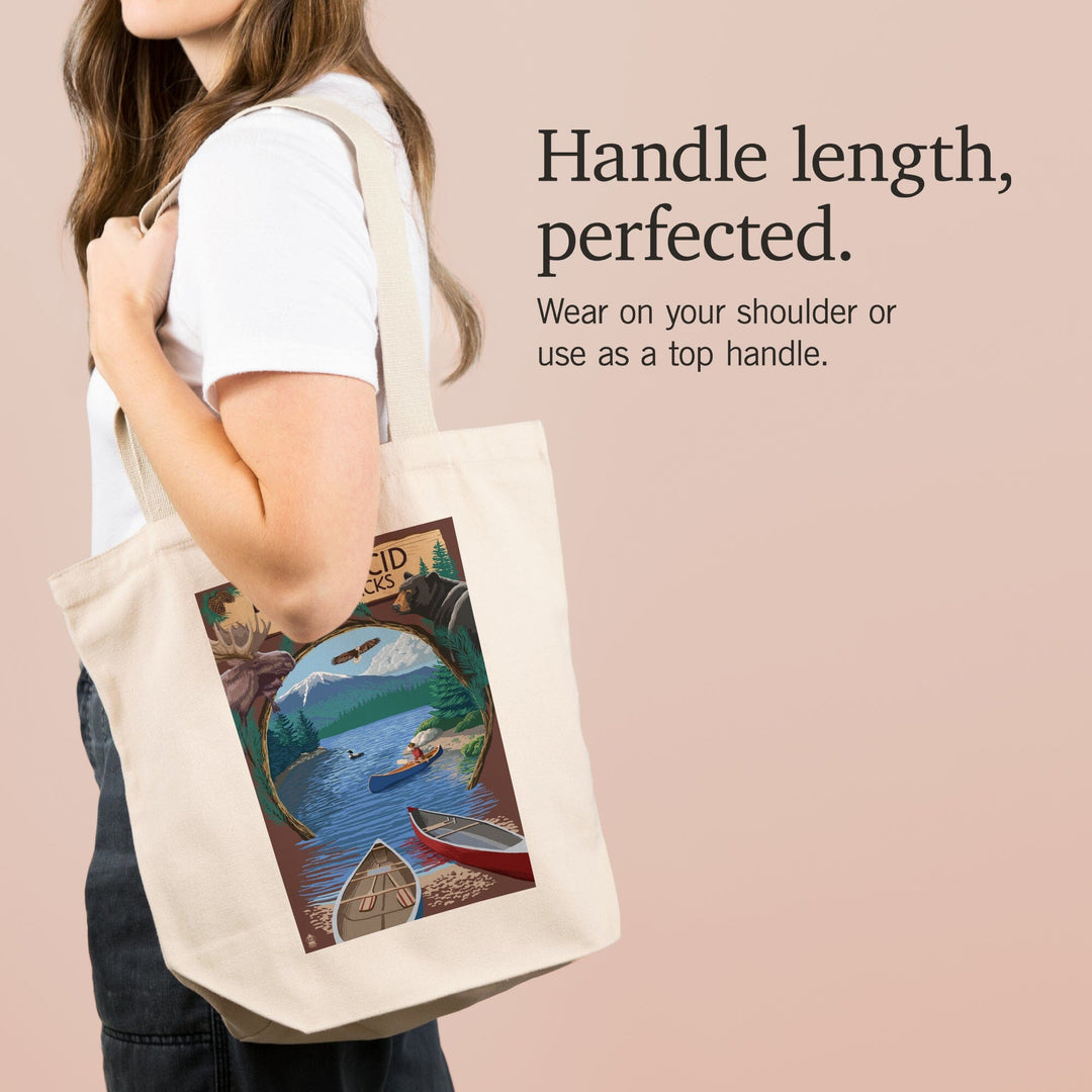 Lake Placid, New York, Adirondacks Canoe Scene, Tote Bag Totes Lantern Press 