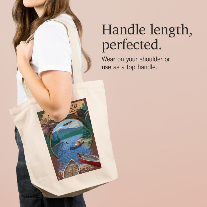 Lake Placid, New York, Adirondacks Canoe Scene, Tote Bag Totes Lantern Press 