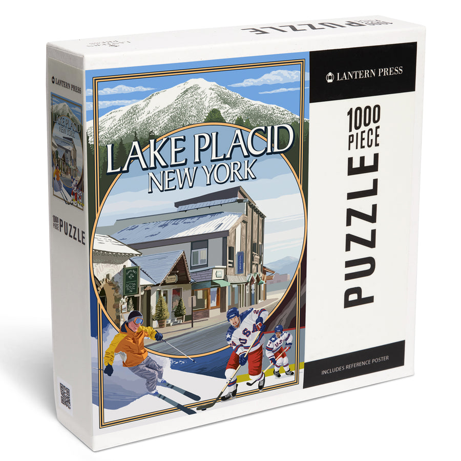 Lake Placid, New York, Montage Scenes, Jigsaw Puzzle Puzzle Lantern Press 
