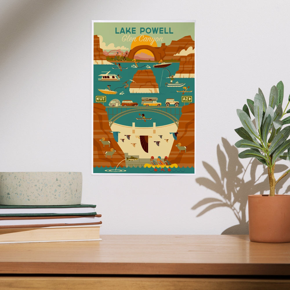 Lake Powell, Arizona, Glen Canyon Dam, Geometric, Art & Giclee Prints Art Lantern Press 
