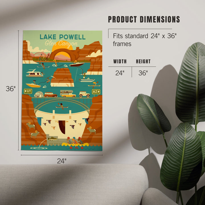 Lake Powell, Arizona, Glen Canyon Dam, Geometric, Art & Giclee Prints Art Lantern Press 