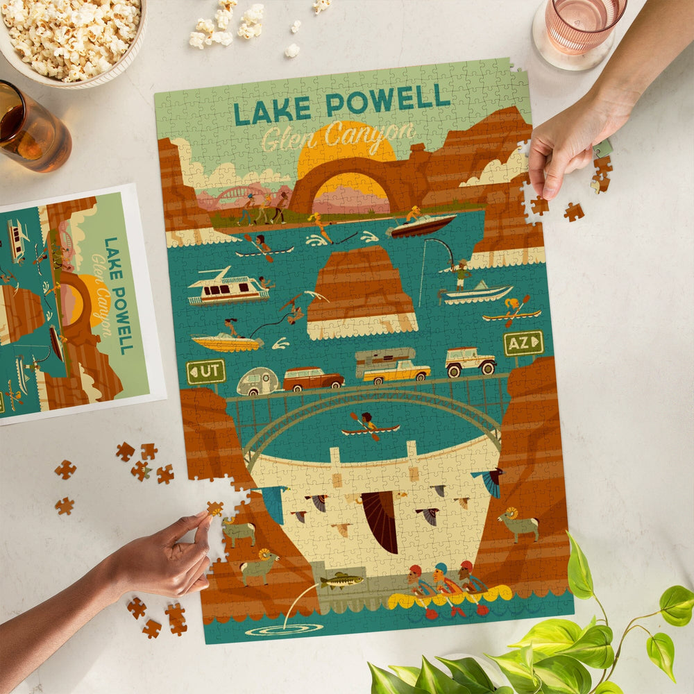 Lake Powell, Arizona, Glen Canyon Dam, Geometric, Jigsaw Puzzle Puzzle Lantern Press 
