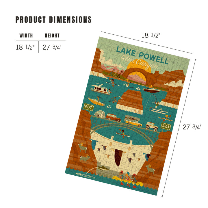 Lake Powell, Arizona, Glen Canyon Dam, Geometric, Jigsaw Puzzle Puzzle Lantern Press 