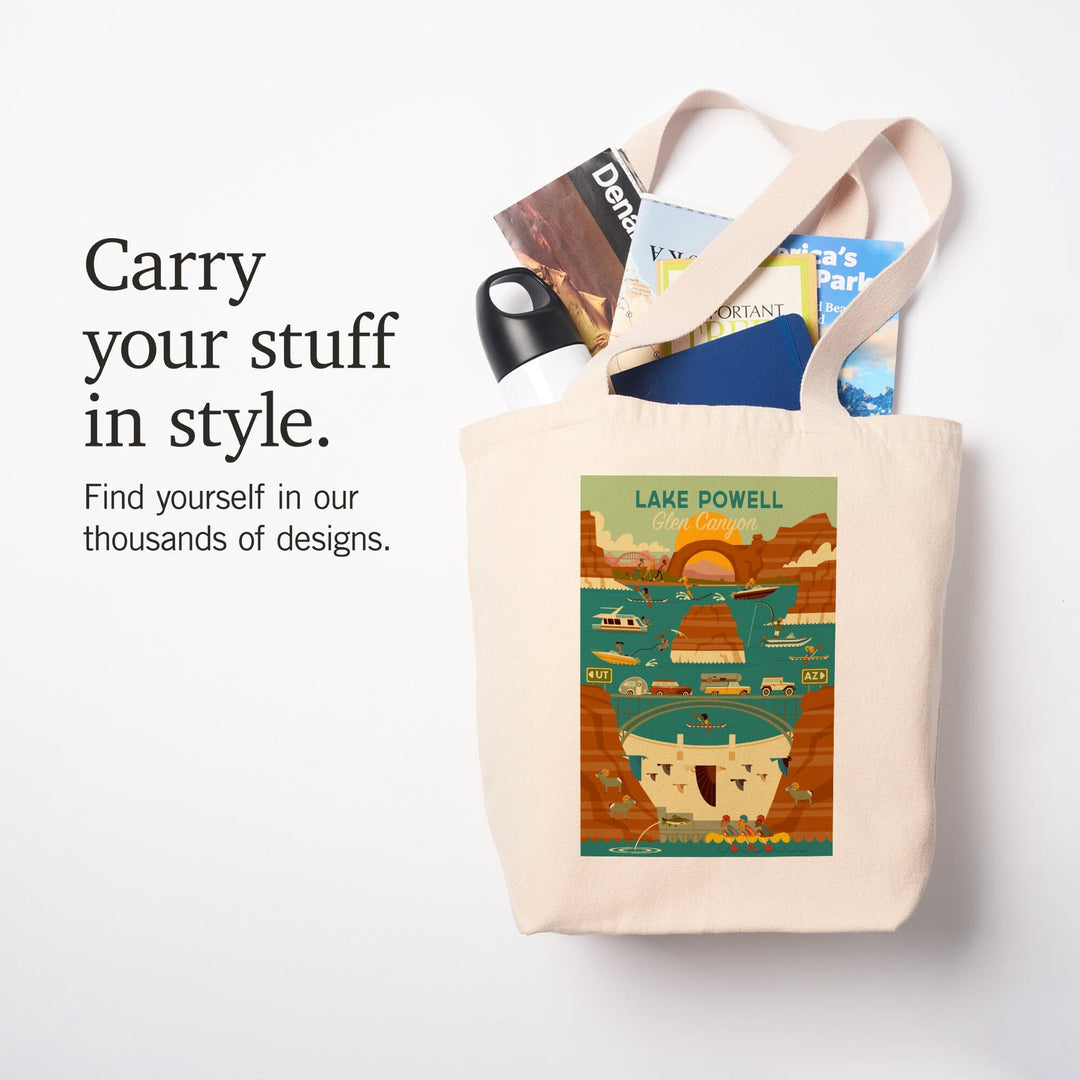 Lake Powell, Arizona, Glen Canyon Dam, Geometric, Tote Bag Totes Lantern Press 