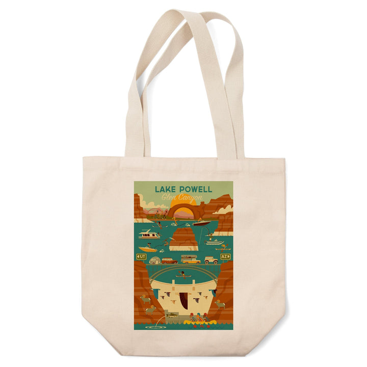 Lake Powell, Arizona, Glen Canyon Dam, Geometric, Tote Bag Totes Lantern Press 