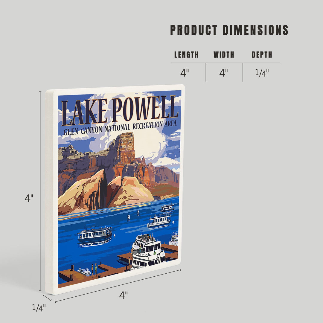 Lake Powell, Colorado, Marina View, Coasters Coasters Lantern Press 