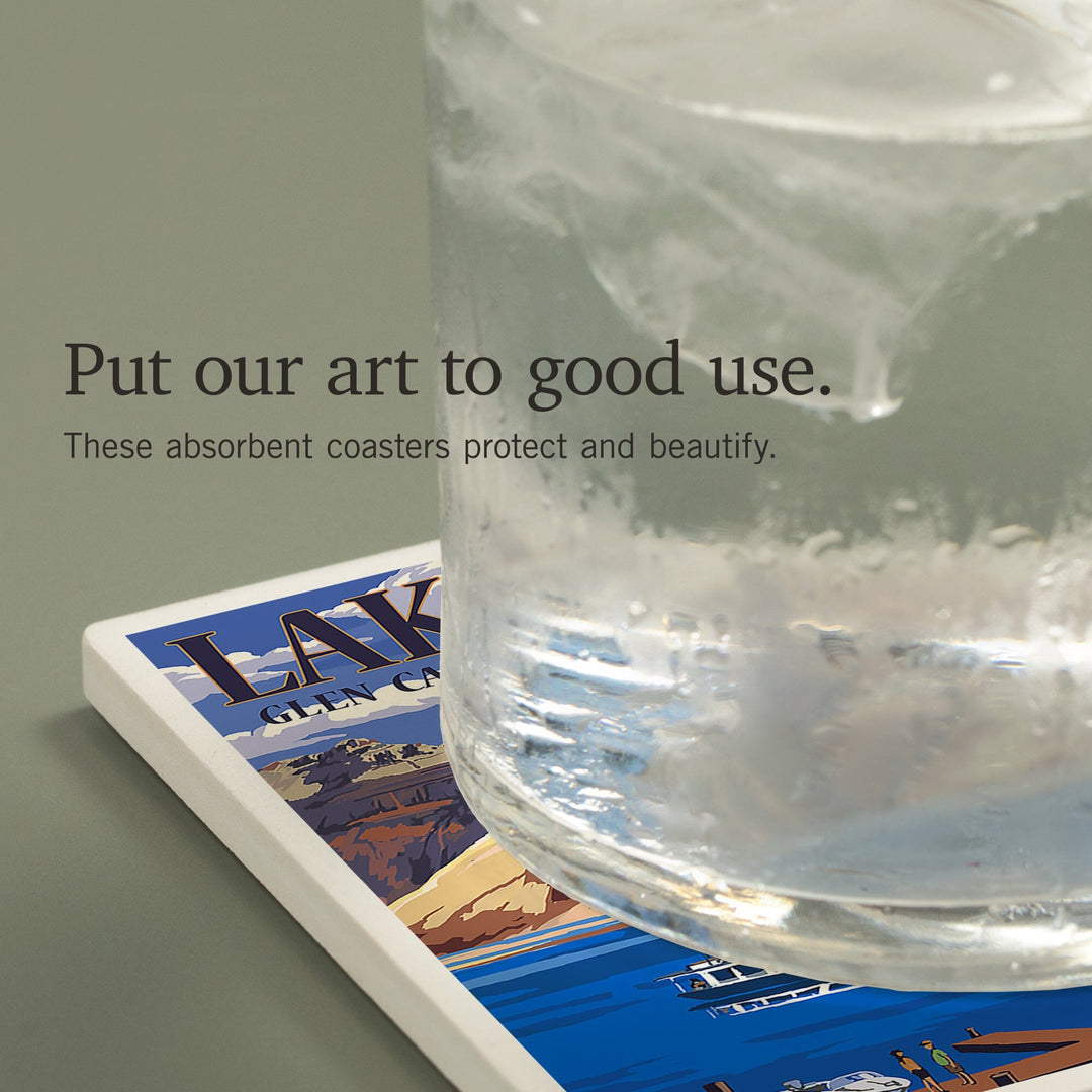 Lake Powell, Colorado, Marina View, Coasters Coasters Lantern Press 