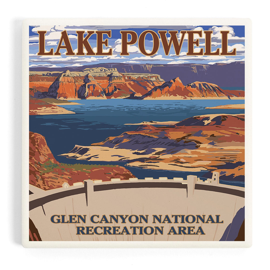 Lake Powell Dam View, Coasters Coasters Lantern Press Coaster 