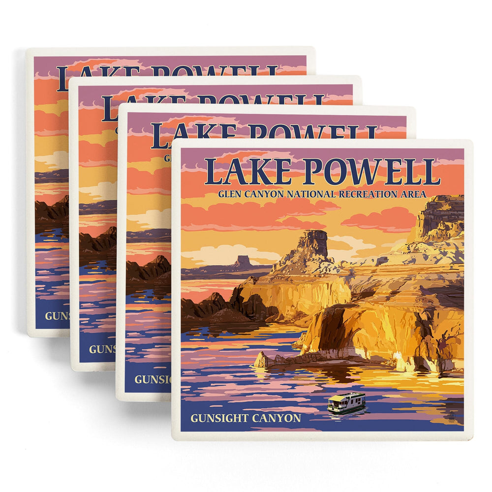 Lake Powell, Gunsight Canyon and Sunset, Coasters Coasters Lantern Press 