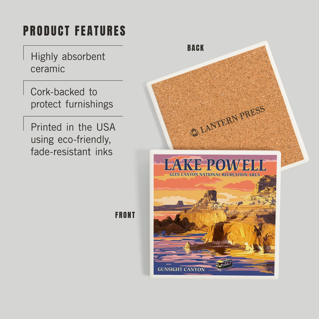 Lake Powell, Gunsight Canyon and Sunset, Coasters Coasters Lantern Press 