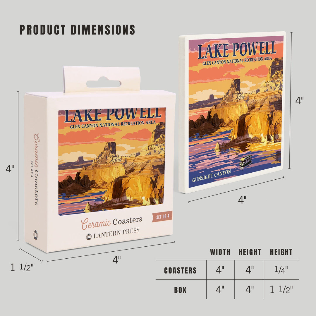 Lake Powell, Gunsight Canyon and Sunset, Coasters Coasters Lantern Press 