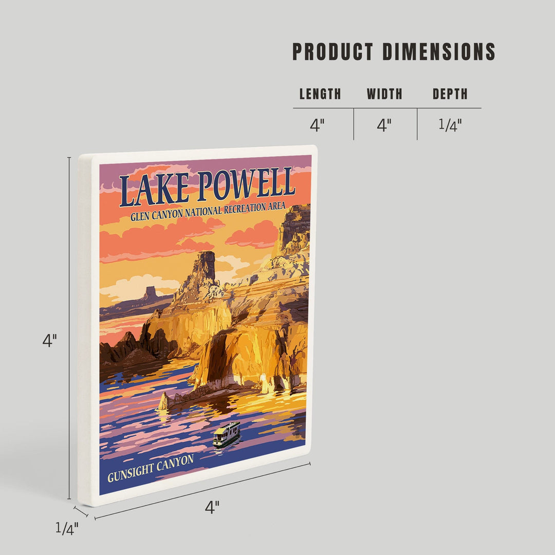 Lake Powell, Gunsight Canyon and Sunset, Coasters Coasters Lantern Press 