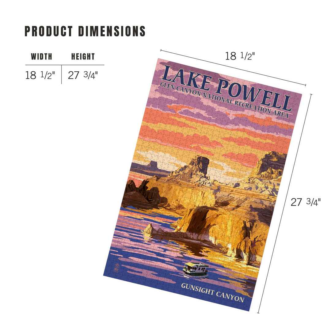 Lake Powell, Gunsight Canyon and Sunset, Jigsaw Puzzle Puzzle Lantern Press 