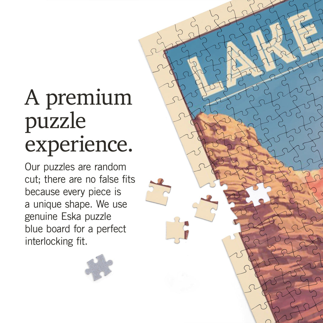 Lake Powell, Utah, Arizona, Painterly Series, Rafting Scene, Jigsaw Puzzle Puzzle Lantern Press 