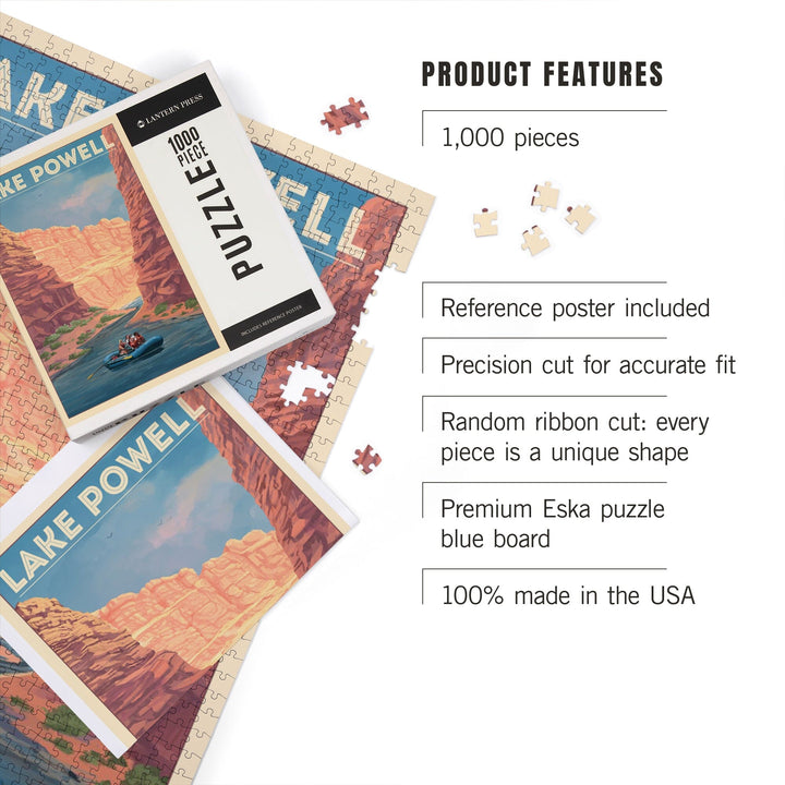 Lake Powell, Utah, Arizona, Painterly Series, Rafting Scene, Jigsaw Puzzle Puzzle Lantern Press 