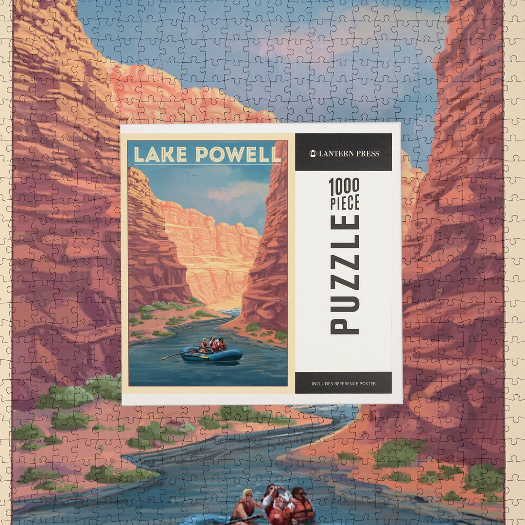 Lake Powell, Utah, Arizona, Painterly Series, Rafting Scene, Jigsaw Puzzle Puzzle Lantern Press 