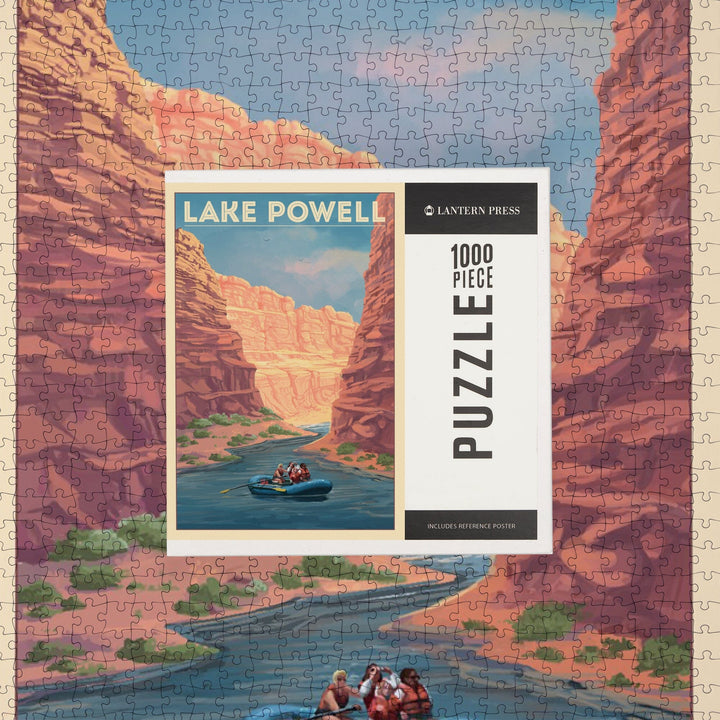 Lake Powell, Utah, Arizona, Painterly Series, Rafting Scene, Jigsaw Puzzle Puzzle Lantern Press 