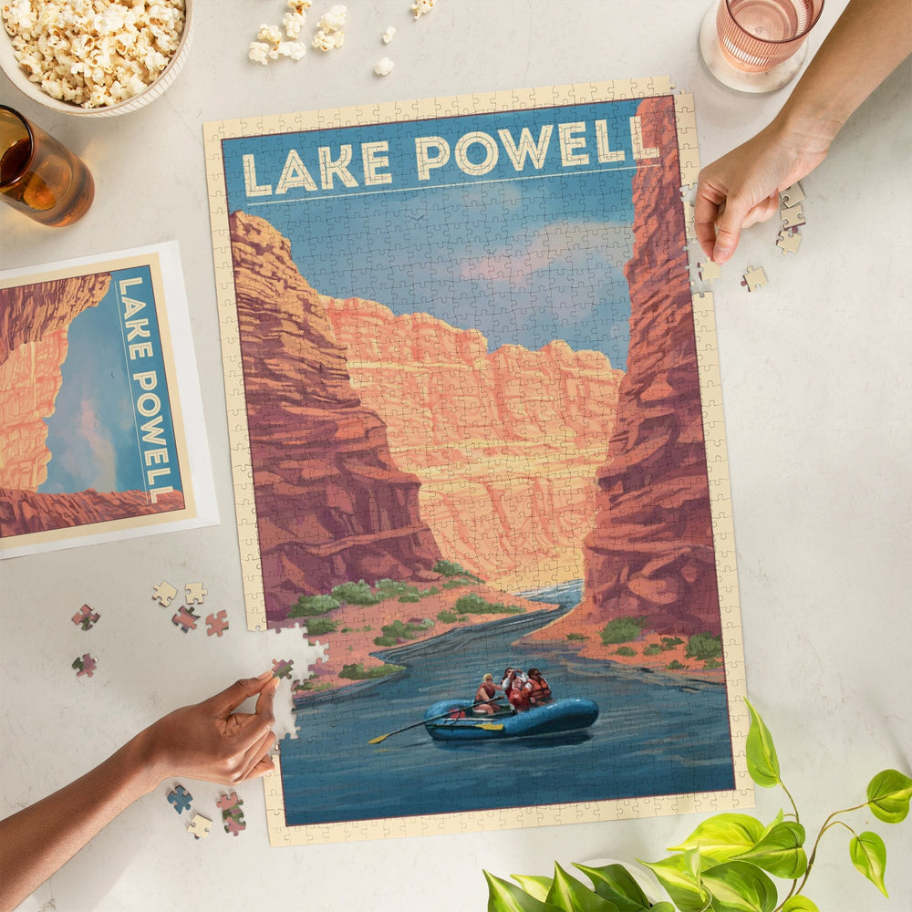 Lake Powell, Utah, Arizona, Painterly Series, Rafting Scene, Jigsaw Puzzle Puzzle Lantern Press 