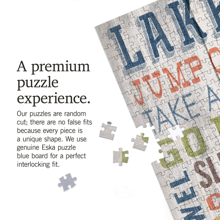 Lake Rules, Rustic Typography, Jigsaw Puzzle Puzzle Lantern Press 
