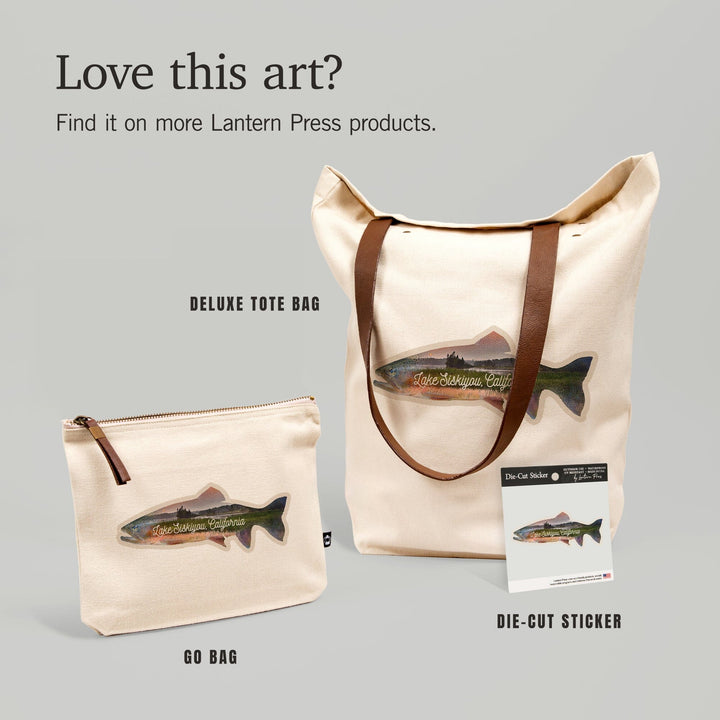 Lake Siskiyou, California, Double Exposure Trout, Contour Press, Vinyl Sticker - Lantern Press