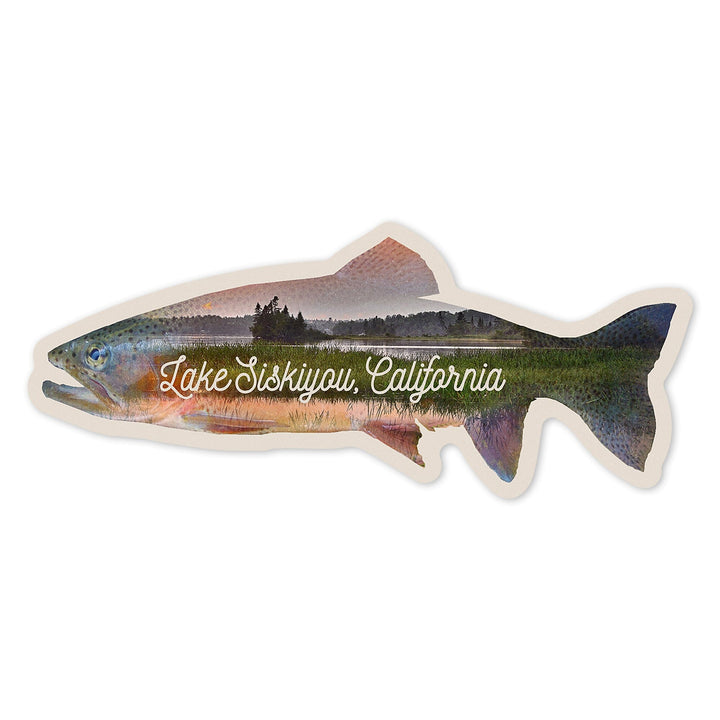 Lake Siskiyou, California, Double Exposure Trout, Contour Press, Vinyl Sticker - Lantern Press