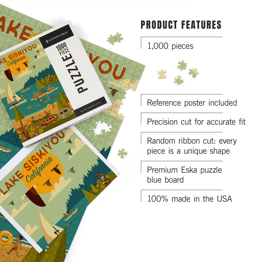Lake Siskiyou, California, Lake Geometric, Jigsaw Puzzle Puzzle Lantern Press 