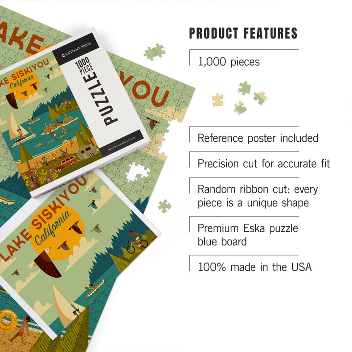 Lake Siskiyou, California, Lake Geometric, Jigsaw Puzzle Puzzle Lantern Press 