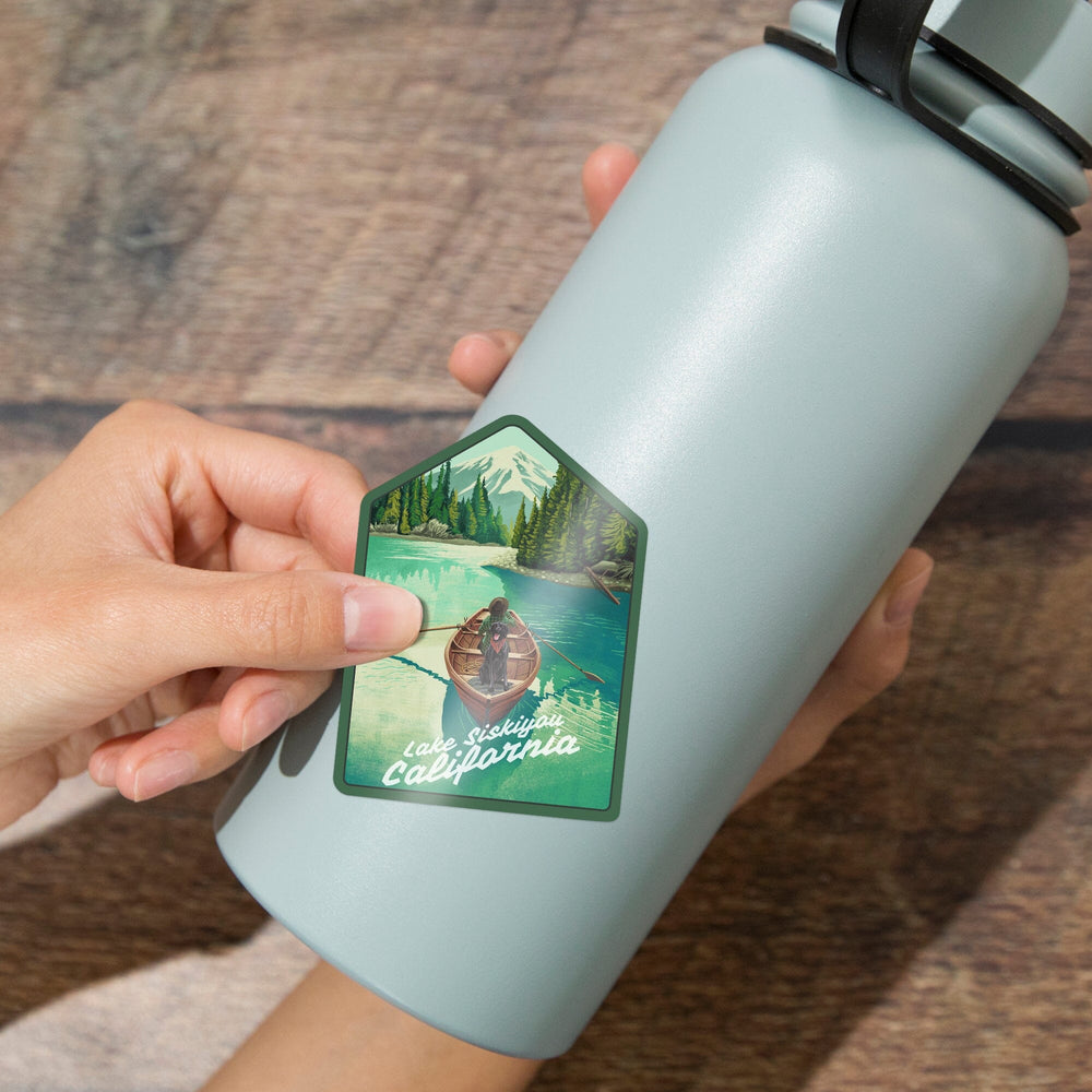 Lake Siskiyou, California, Quiet Explorer, Boating, Mountain, Contour, Vinyl Sticker Sticker Lantern Press 