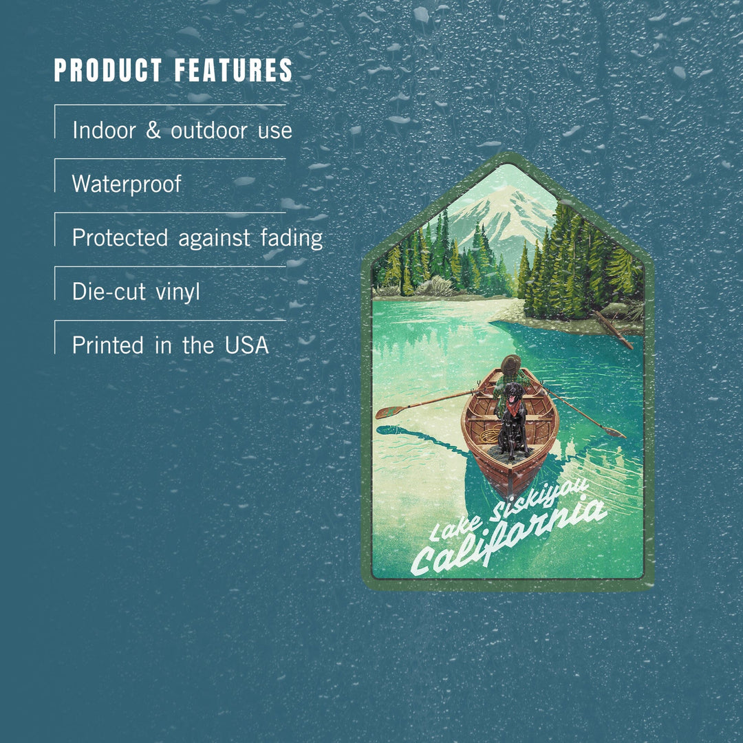 Lake Siskiyou, California, Quiet Explorer, Boating, Mountain, Contour, Vinyl Sticker Sticker Lantern Press 